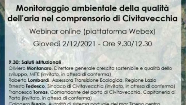 Monitoraggio ambientale della qualità dell'aria nel comprensorio di Civitavecchia Monitoraggio ambientale della qualità dell'aria nel comprensorio di Civitavecchia